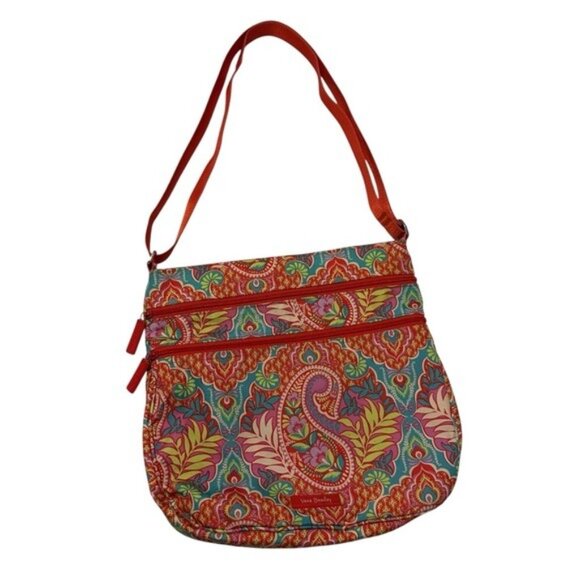 Vera Bradley Paisley In Paradise Pattern Triple Zip Hipster - Picture 1 of 9